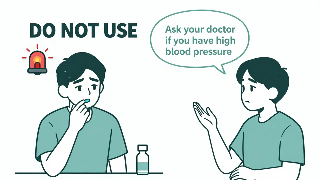 Person hesitating over pill with 'Do Not Use' warning, contrasted with asking pharmacist for advice.