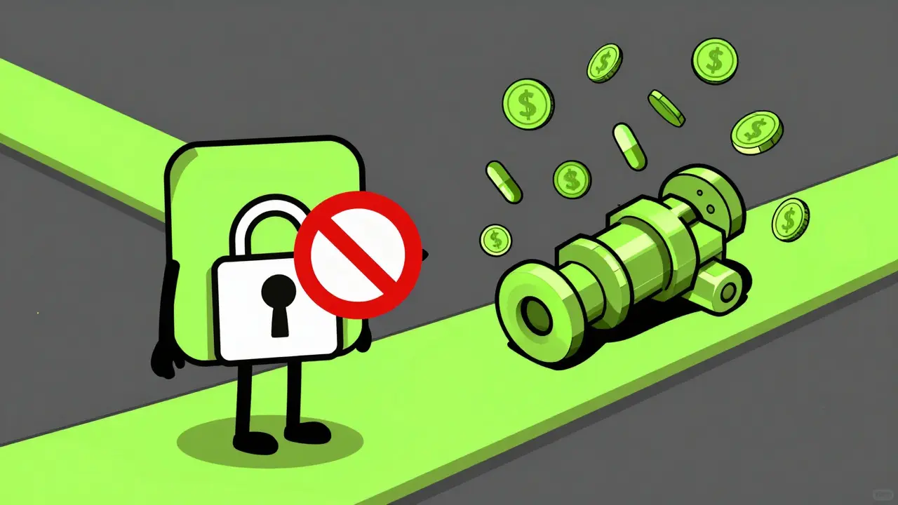 Figure at crossroads with cost symbols and medical choices.